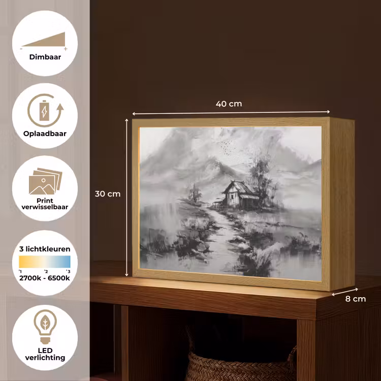 Lightbox - Wandlamp - Hut - Grijs - Bergen - Mistig — 10