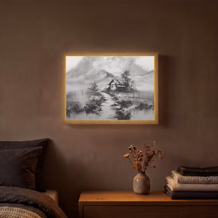 Lightbox - Wandlamp - Hut - Grijs - Bergen - Mistig — 3