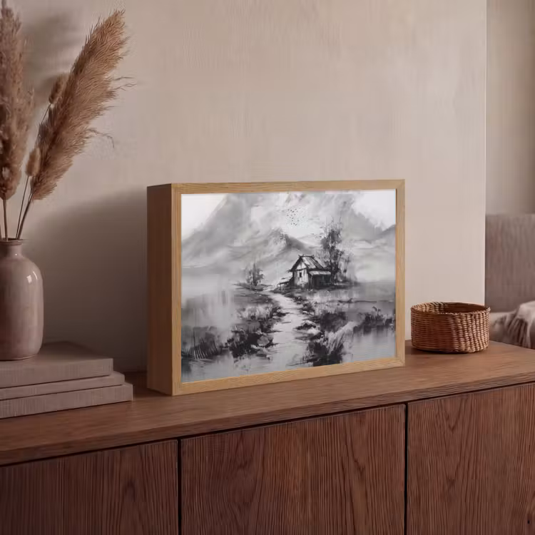 Lightbox - Wandlamp - Hut - Grijs - Bergen - Mistig — 4