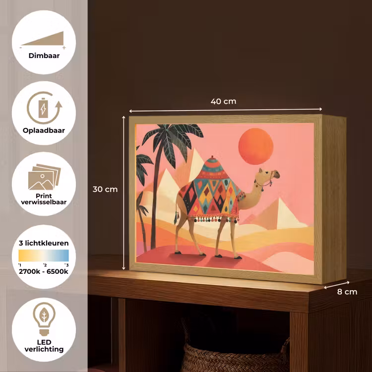 Lightbox - Wandlamp - Kameel - Pyramides - Rode zon — 10