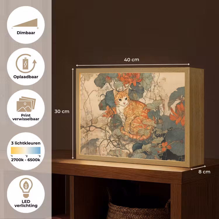Lightbox - Wandlamp - Kat - Sierlijk - Bloemen — 10