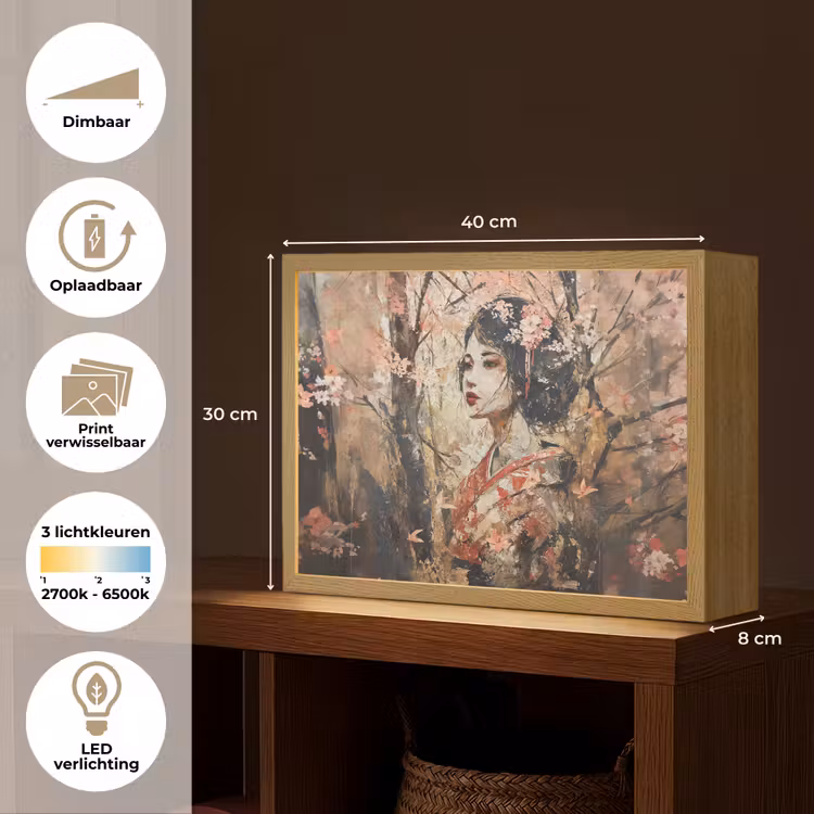 Lightbox - Wandlamp - Kimono - Vrouw - kersenbomen — 10