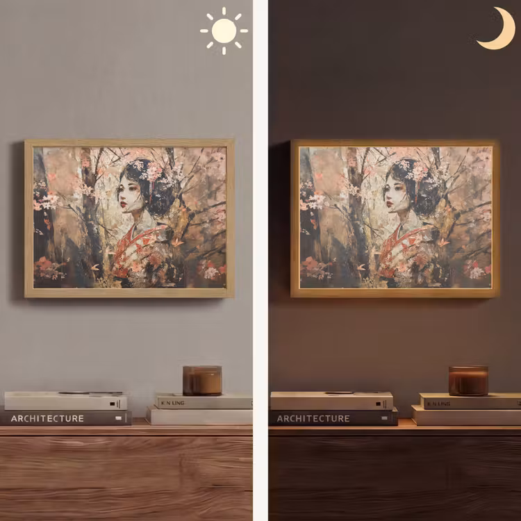 Lightbox - Wandlamp - Kimono - Vrouw - kersenbomen — 6