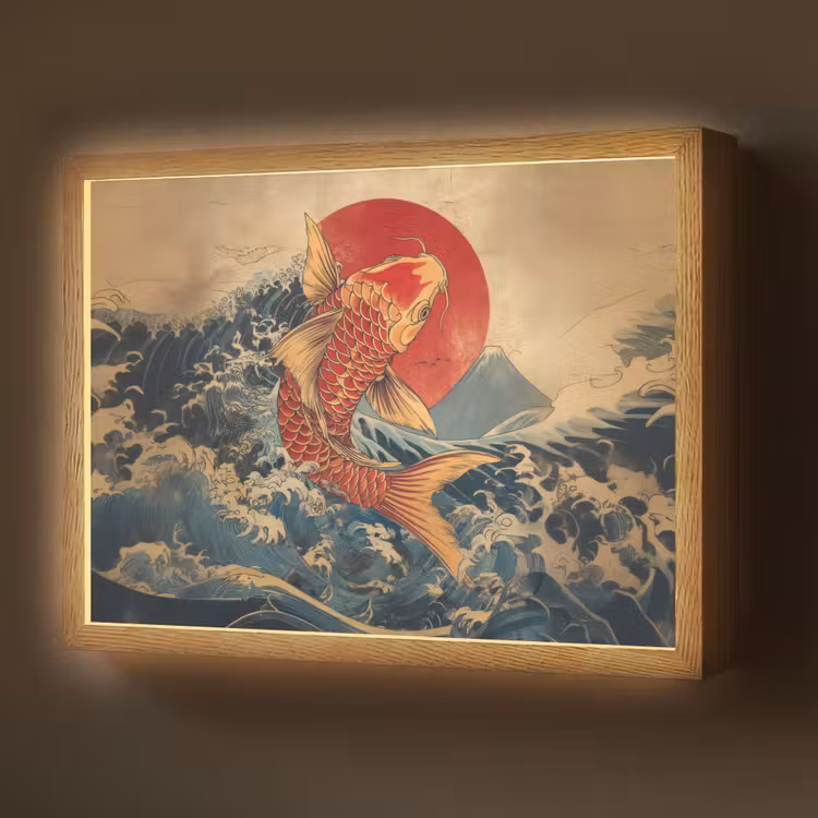 Lightbox - Wandlamp - Koi - Zee - Golven - Zon — 1