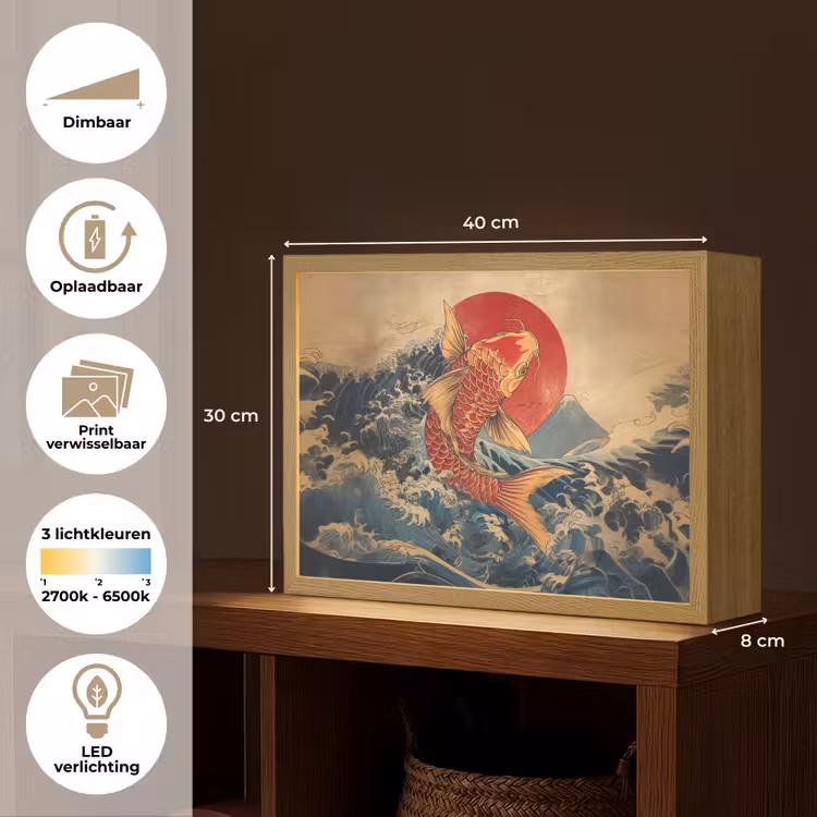 Lightbox - Wandlamp - Koi - Zee - Golven - Zon — 10