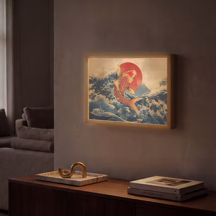 Lightbox - Wandlamp - Koi - Zee - Golven - Zon — 2