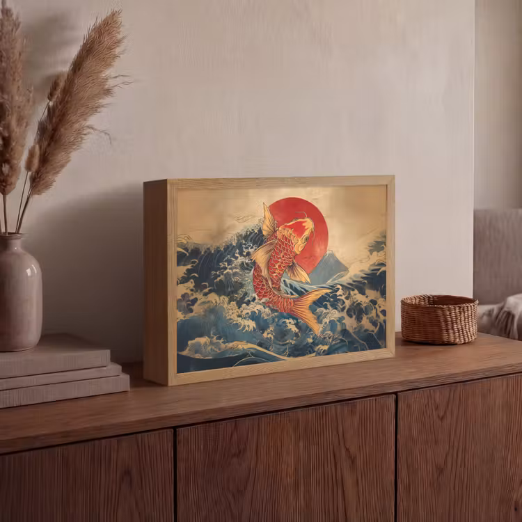 Lightbox - Wandlamp - Koi - Zee - Golven - Zon — 4