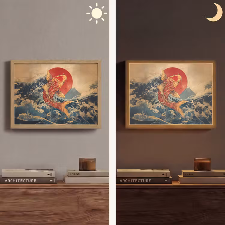 Lightbox - Wandlamp - Koi - Zee - Golven - Zon — 6