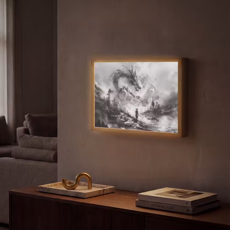 Lightbox - Wandlamp - Krijger - Draak - Grijs — 2