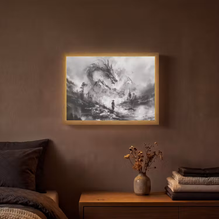 Lightbox - Wandlamp - Krijger - Draak - Grijs — 3