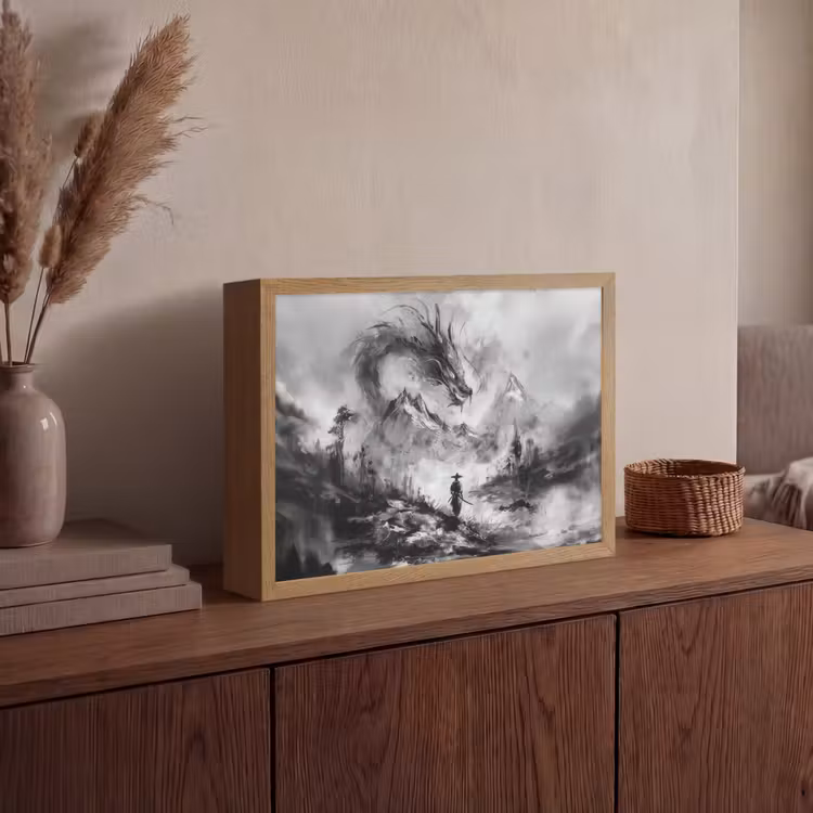 Lightbox - Wandlamp - Krijger - Draak - Grijs — 4