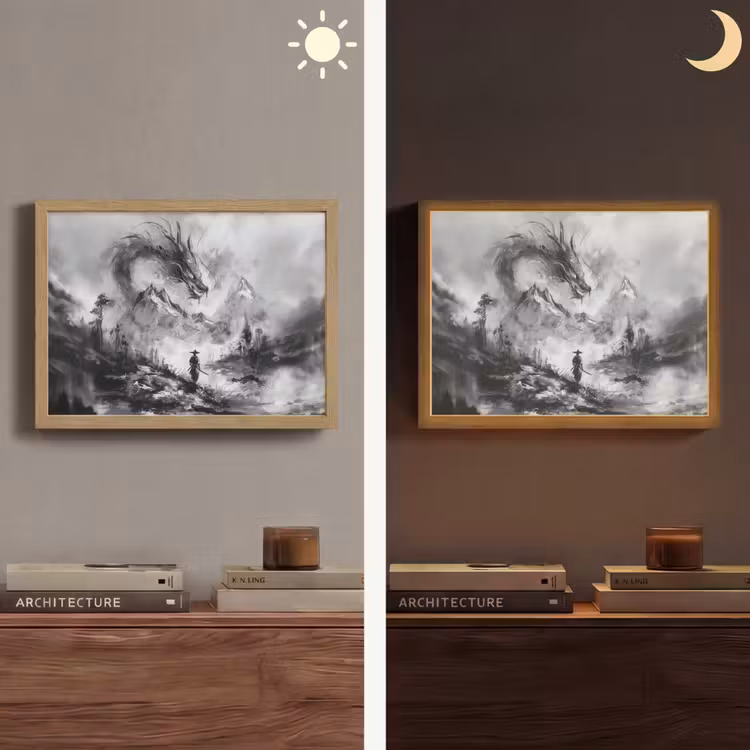 Lightbox - Wandlamp - Krijger - Draak - Grijs — 6