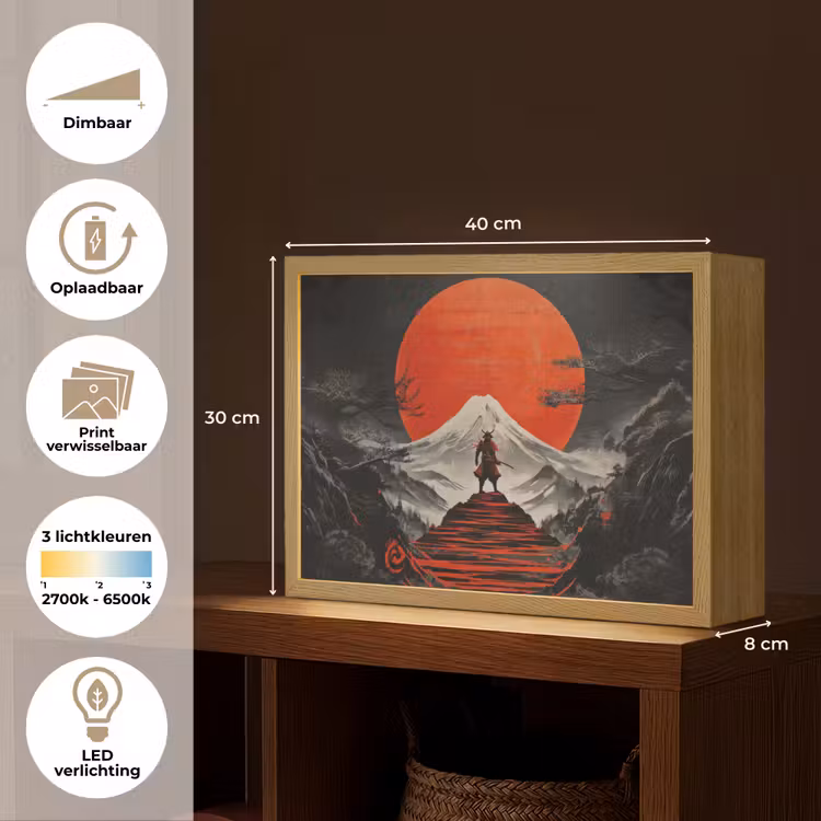 Lightbox - Wandlamp - Krijger - Rode trappen - Zon - Berg — 10
