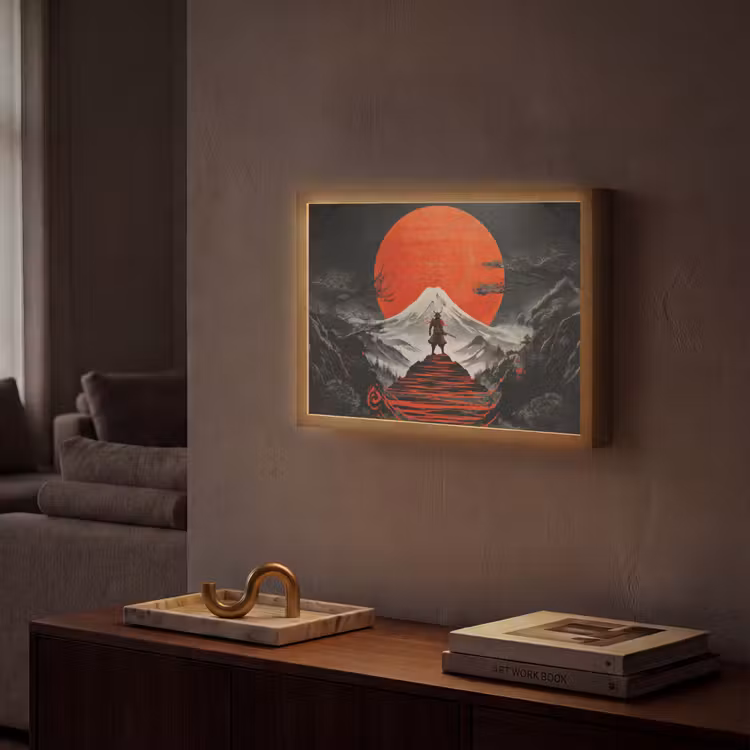Lightbox - Wandlamp - Krijger - Rode trappen - Zon - Berg — 2