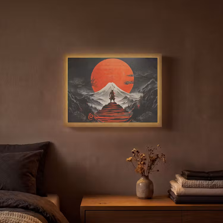 Lightbox - Wandlamp - Krijger - Rode trappen - Zon - Berg — 3