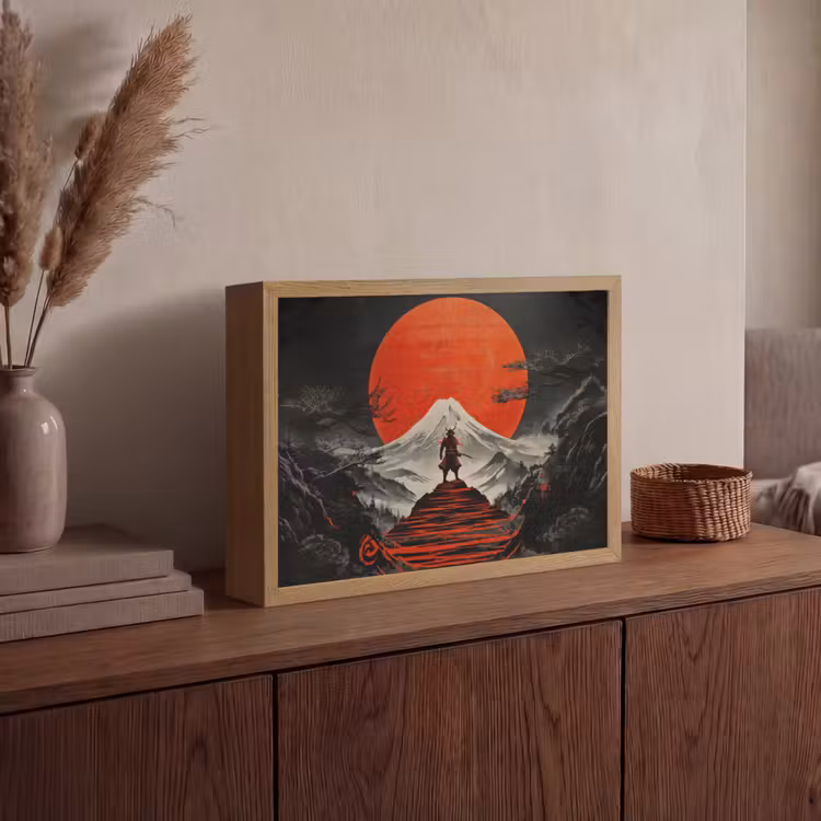 Lightbox - Wandlamp - Krijger - Rode trappen - Zon - Berg — 4