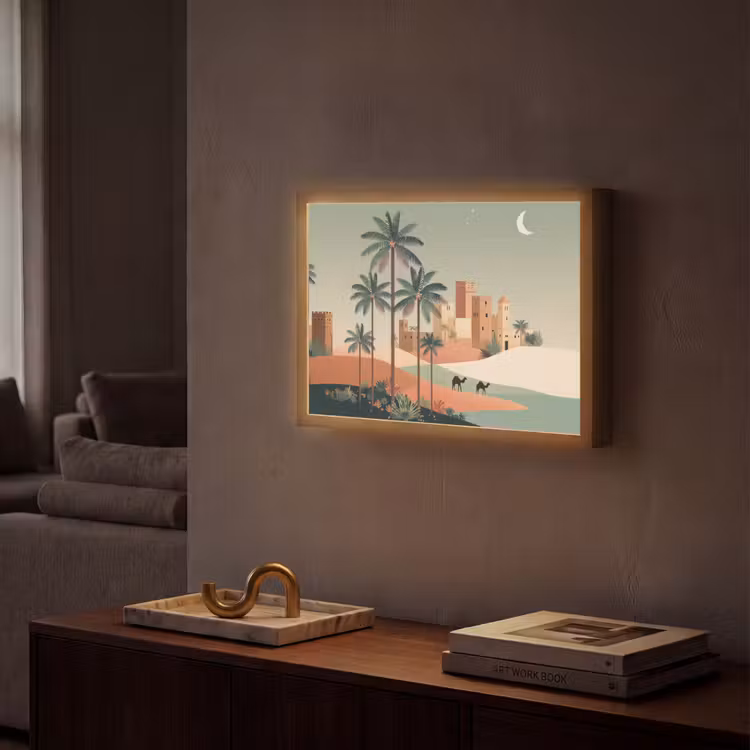 Lightbox - Wandlamp - Nachtlandschap - Kamelen - Sterren - zandduinden — 2