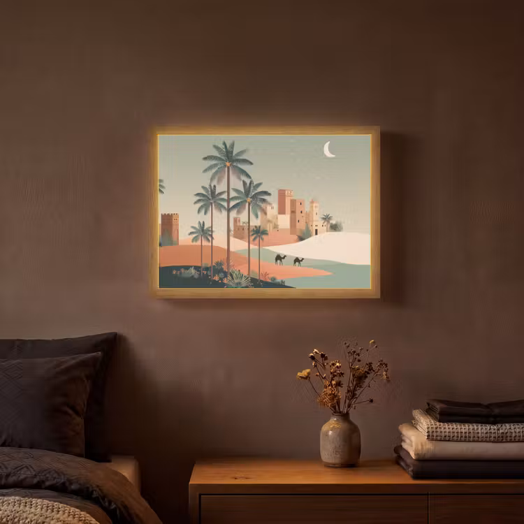 Lightbox - Wandlamp - Nachtlandschap - Kamelen - Sterren - zandduinden — 3