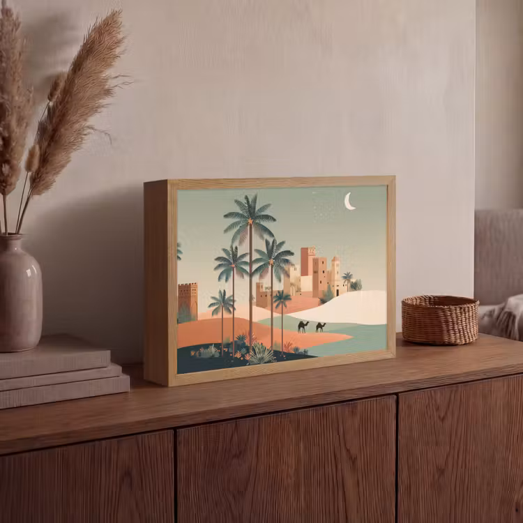 Lightbox - Wandlamp - Nachtlandschap - Kamelen - Sterren - zandduinden — 4