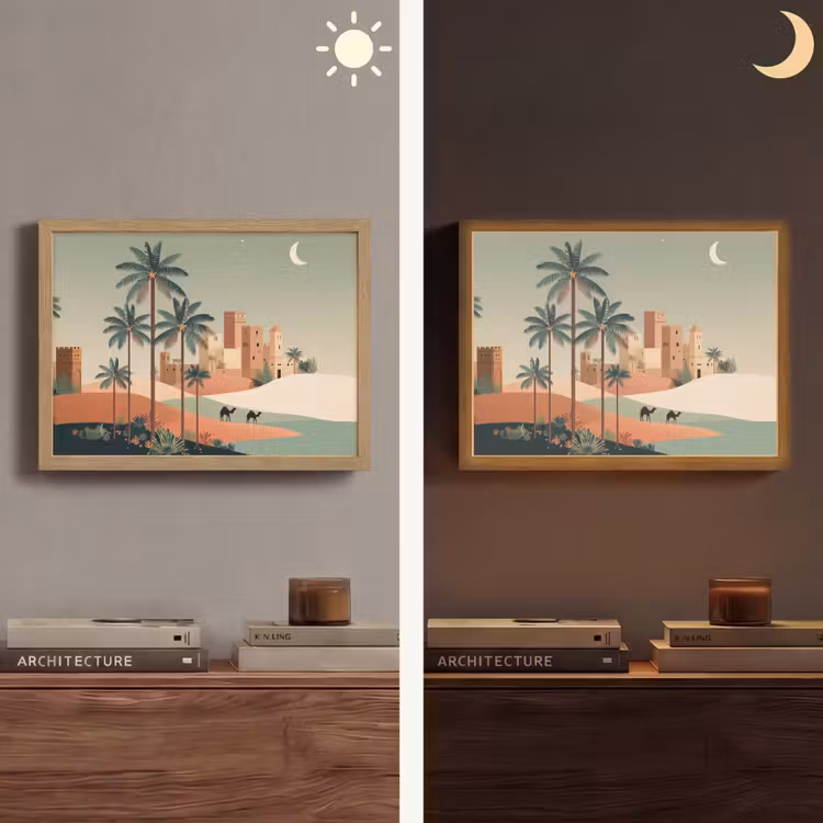 Lightbox - Wandlamp - Nachtlandschap - Kamelen - Sterren - zandduinden — 6
