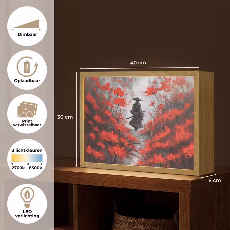 Lightbox - Wandlamp - Rode bloemen - mistig - Man — 10