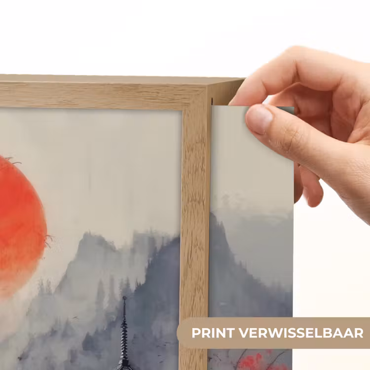 Lightbox - Wandlamp - Rode zon - Rivier - brug - Bomen — 5