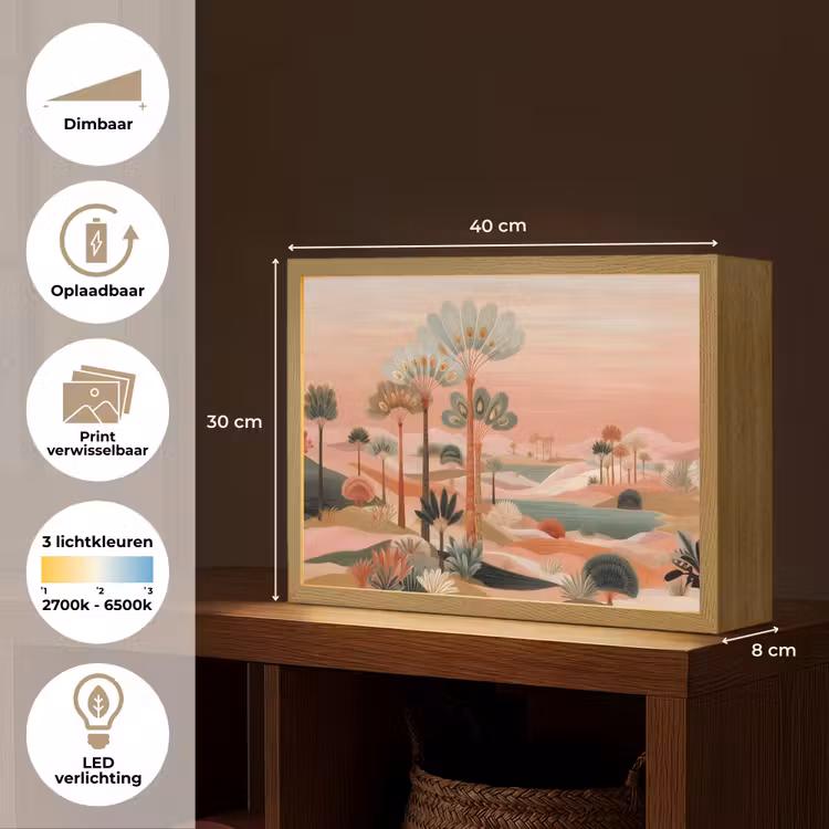 Lightbox - Wandlamp - Roze landschap - Palmen - Water — 10