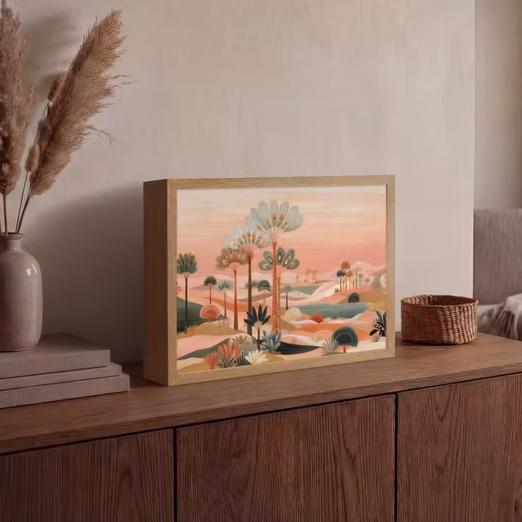 Lightbox - Wandlamp - Roze landschap - Palmen - Water — 4