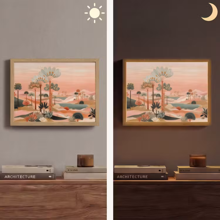 Lightbox - Wandlamp - Roze landschap - Palmen - Water — 6