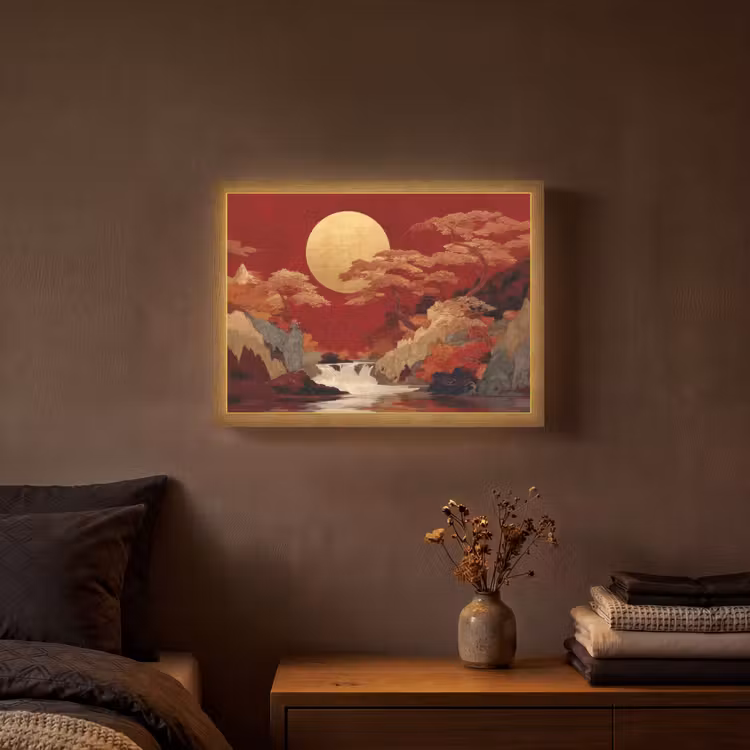 Lightbox - Wandlamp - Volle maan - Landschap - Waterval — 3