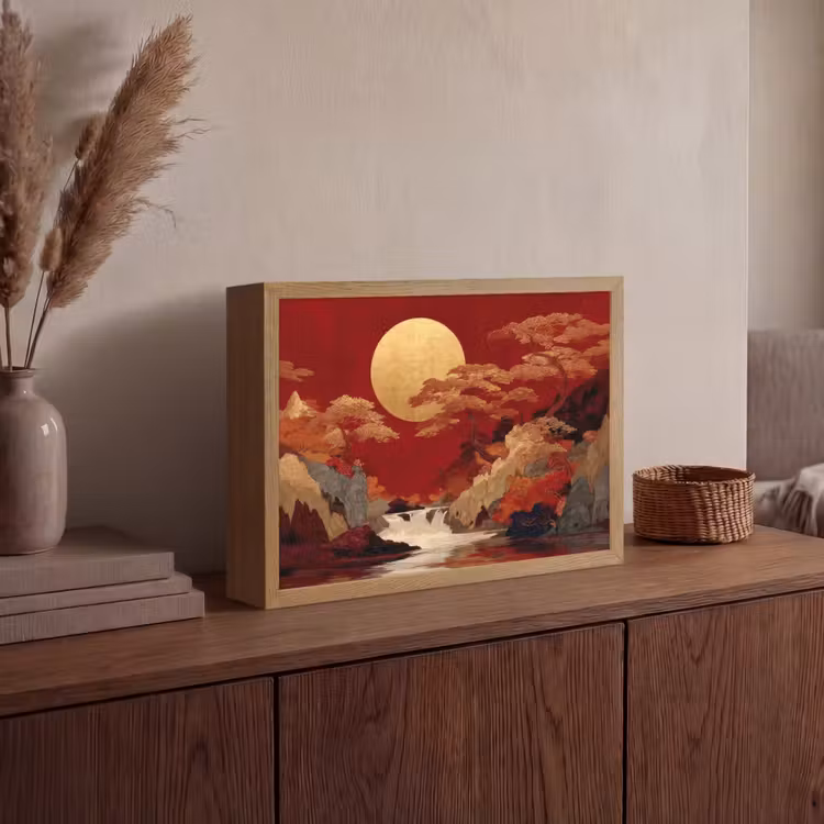 Lightbox - Wandlamp - Volle maan - Landschap - Waterval — 4
