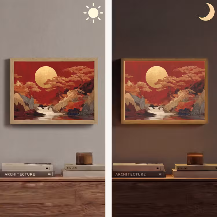 Lightbox - Wandlamp - Volle maan - Landschap - Waterval — 6