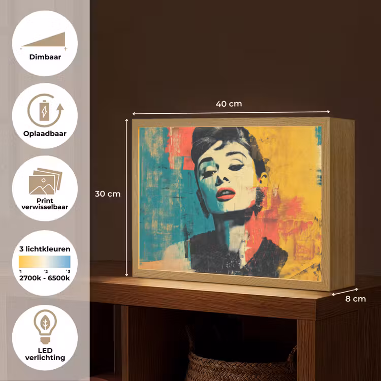 Lightbox - Wandlamp - Vrouw - Rode lippen - Expressief - Grafisch — 10
