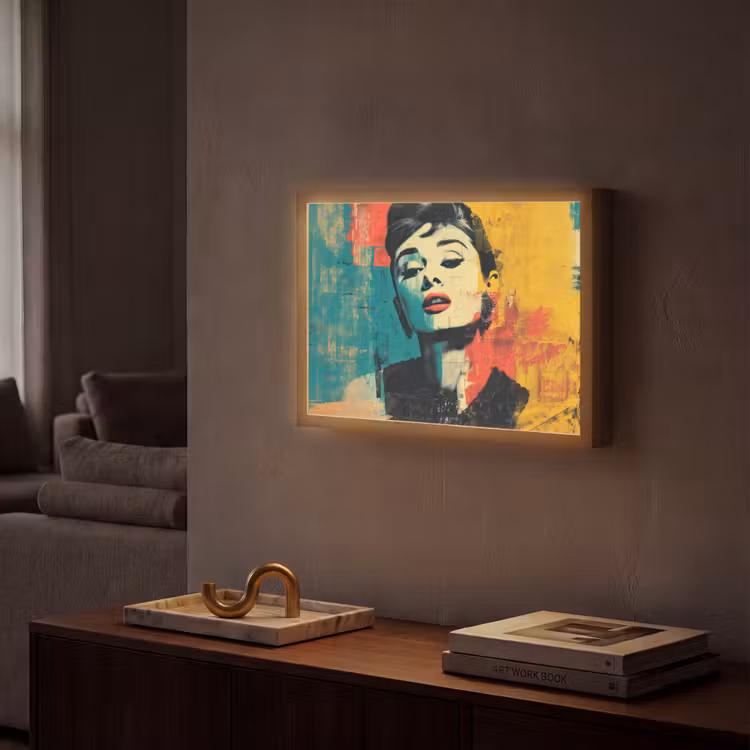 Lightbox - Wandlamp - Vrouw - Rode lippen - Expressief - Grafisch — 2