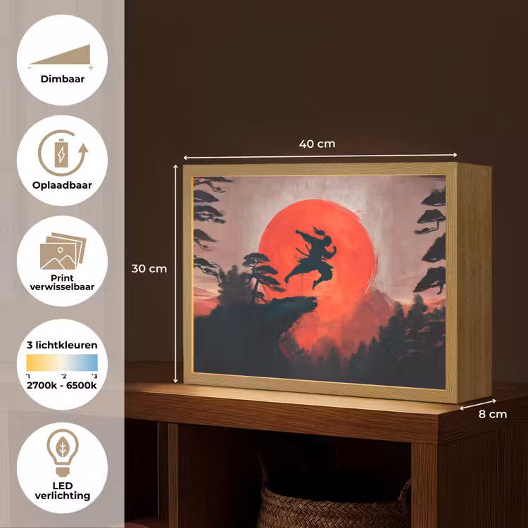 Lightbox - Wandlamp - Zon - Krijger - Bomen - Bergen — 10