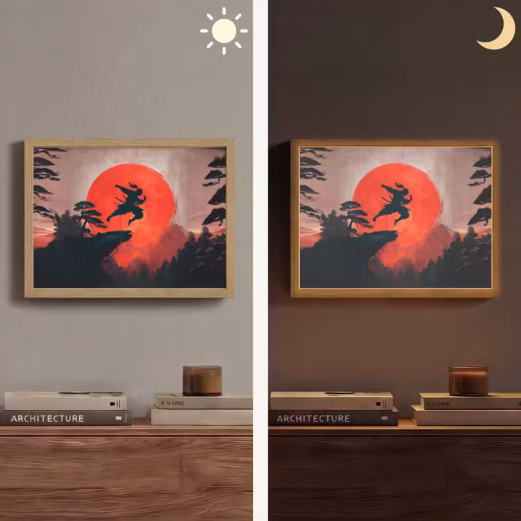 Lightbox - Wandlamp - Zon - Krijger - Bomen - Bergen — 6