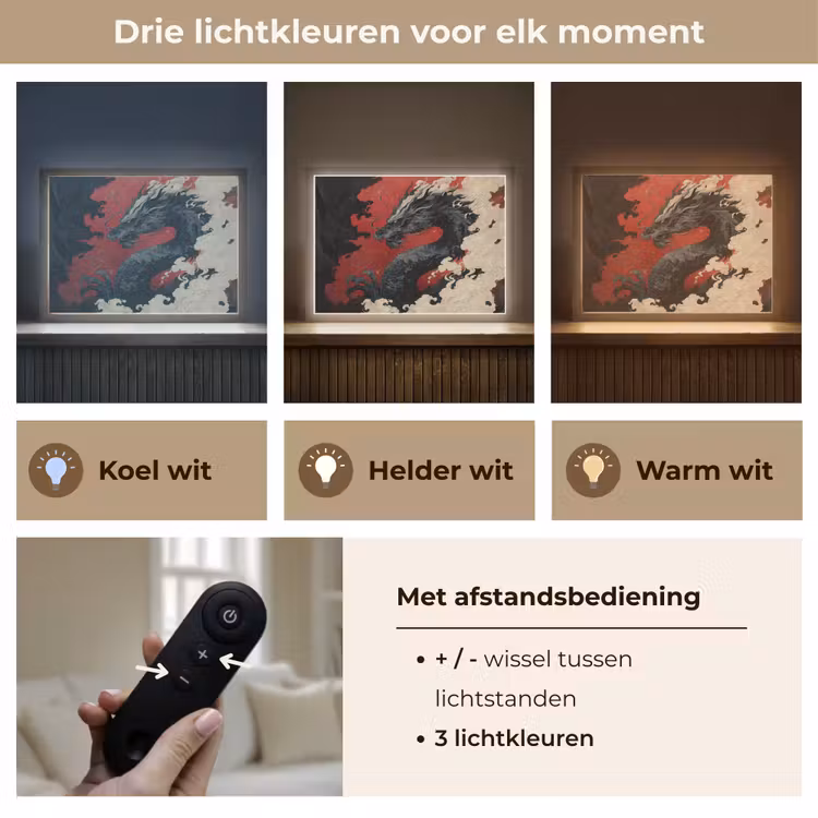 Lightbox - Wandlamp - Zwarte draak - Rookwolken - Rood — 8