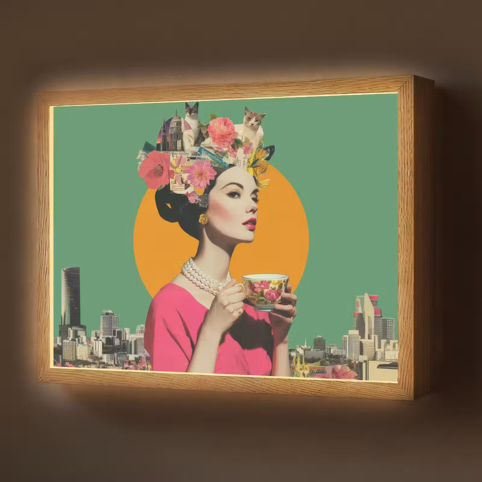 Lightbox - Wandlamp - Retro - Vrouw - Stad - Zon — 1