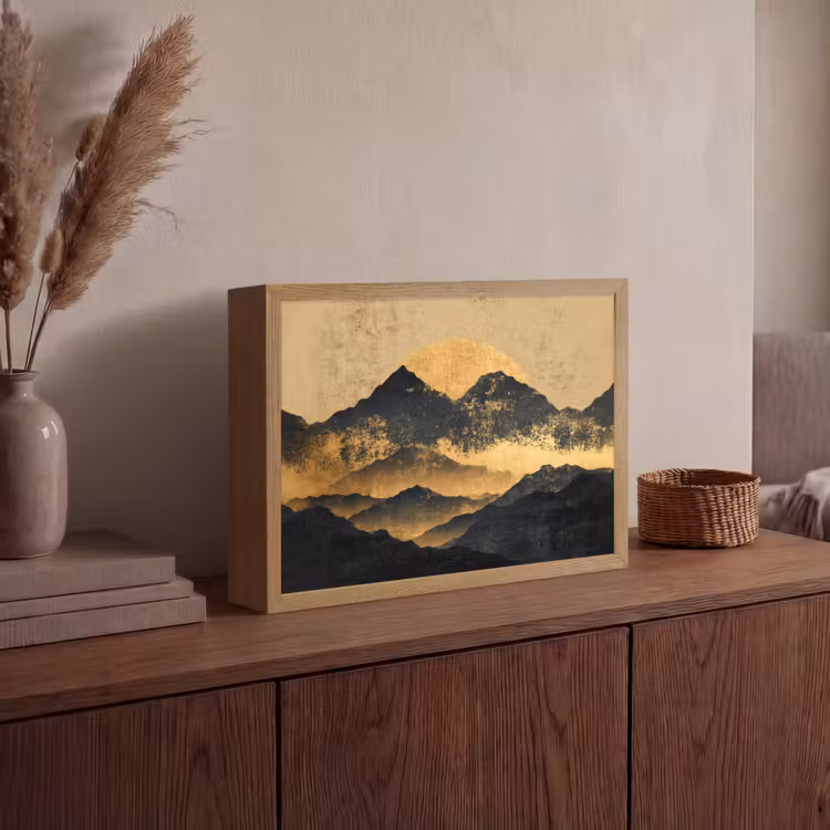 Lightbox - Wandlamp - Gouden Bergen bij Maanlicht — 4