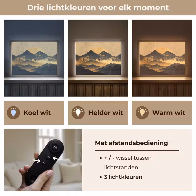 Lightbox - Wandlamp - Gouden Bergen bij Maanlicht — 8