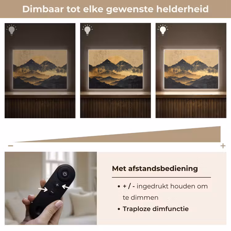 Lightbox - Wandlamp - Gouden Bergen bij Maanlicht — 9