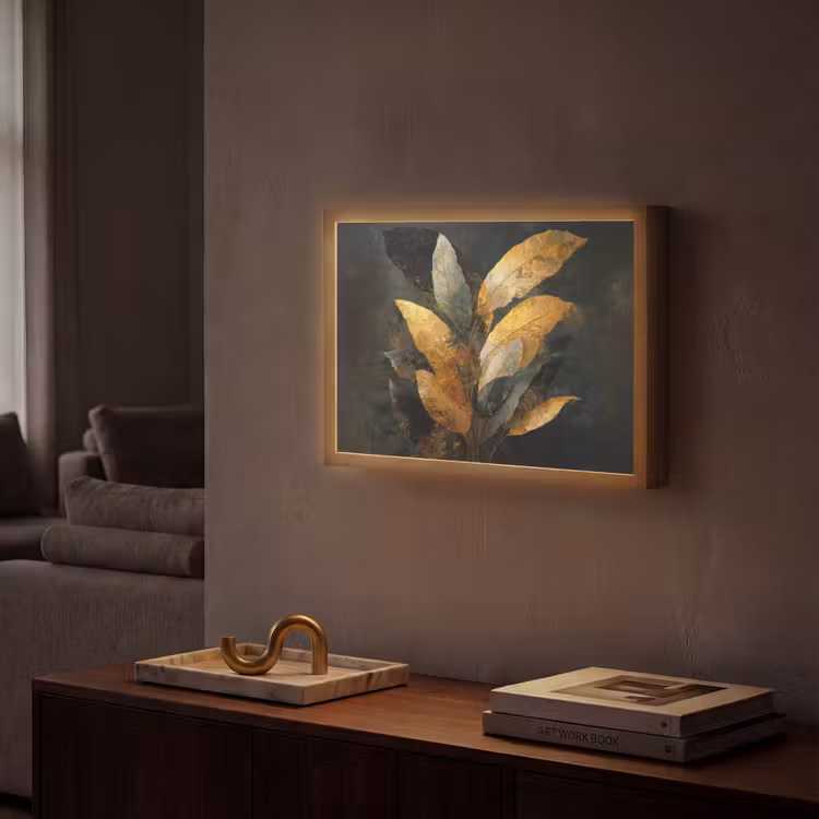 Lightbox - Wandlamp - Gouden Bladcompositie – Botanische Luxe — 2