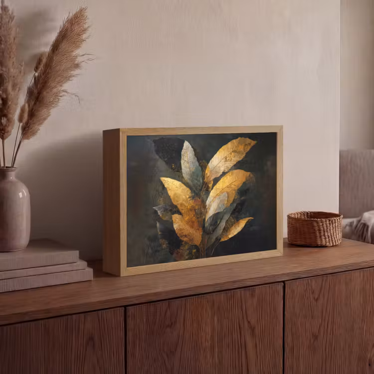 Lightbox - Wandlamp - Gouden Bladcompositie – Botanische Luxe — 4