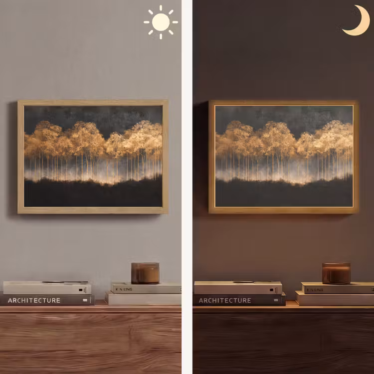 Lightbox - Wandlamp - Gouden Bomen in Mistig Landschap — 6