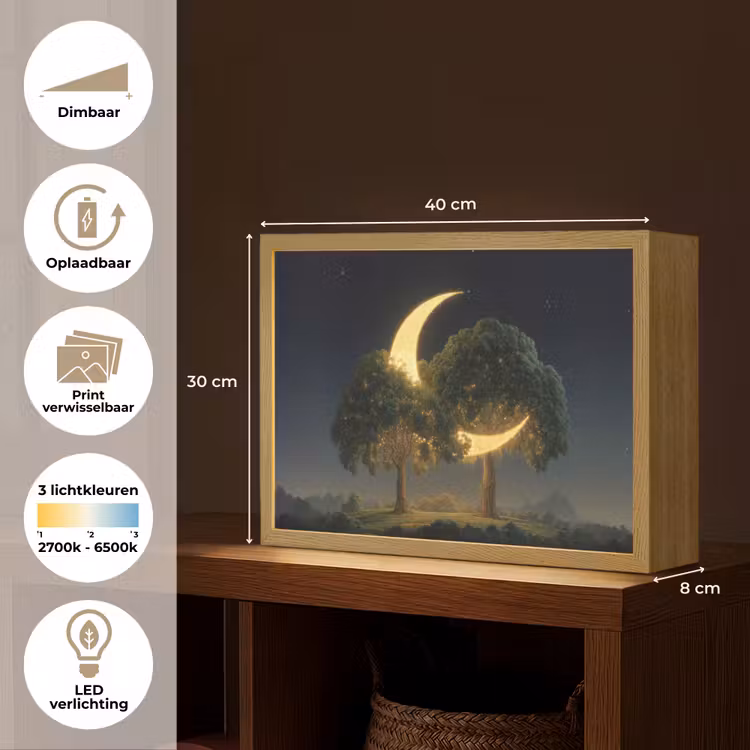 Lightbox - Wandlamp - Maan - Bomen - Rust — 10