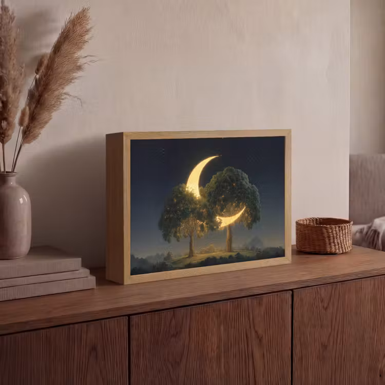 Lightbox - Wandlamp - Maan - Bomen - Rust — 4