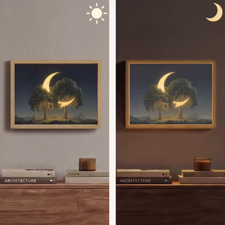 Lightbox - Wandlamp - Maan - Bomen - Rust — 6