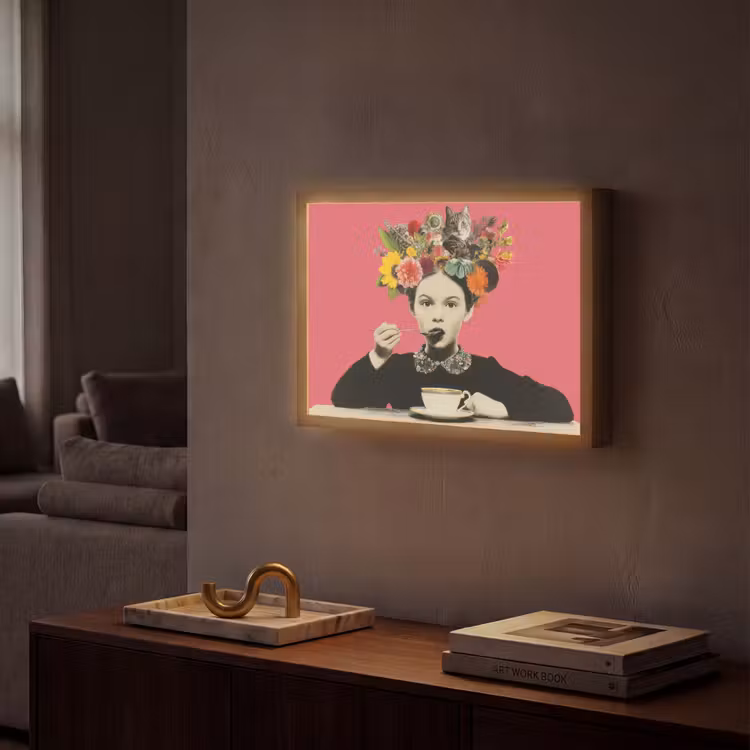 Lightbox - Wandlamp - Meisje - Kopje - Bloemen - Roze — 2