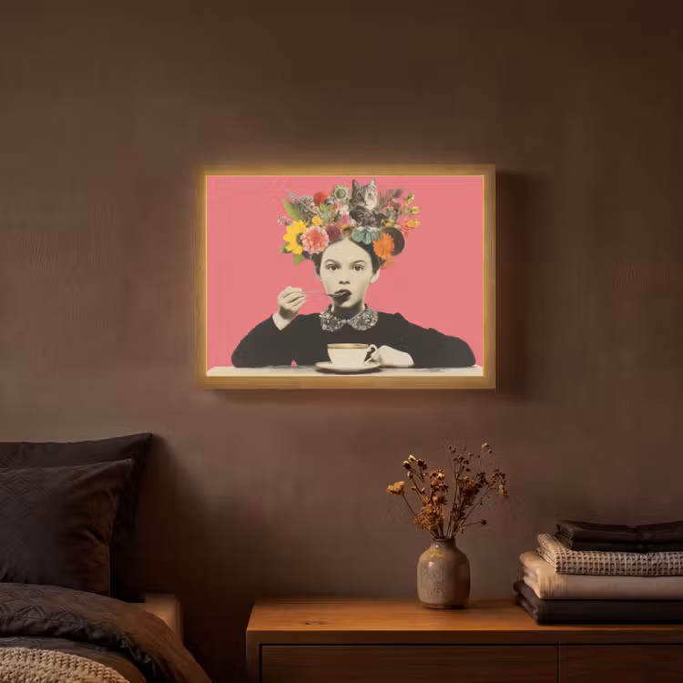 Lightbox - Wandlamp - Meisje - Kopje - Bloemen - Roze — 3