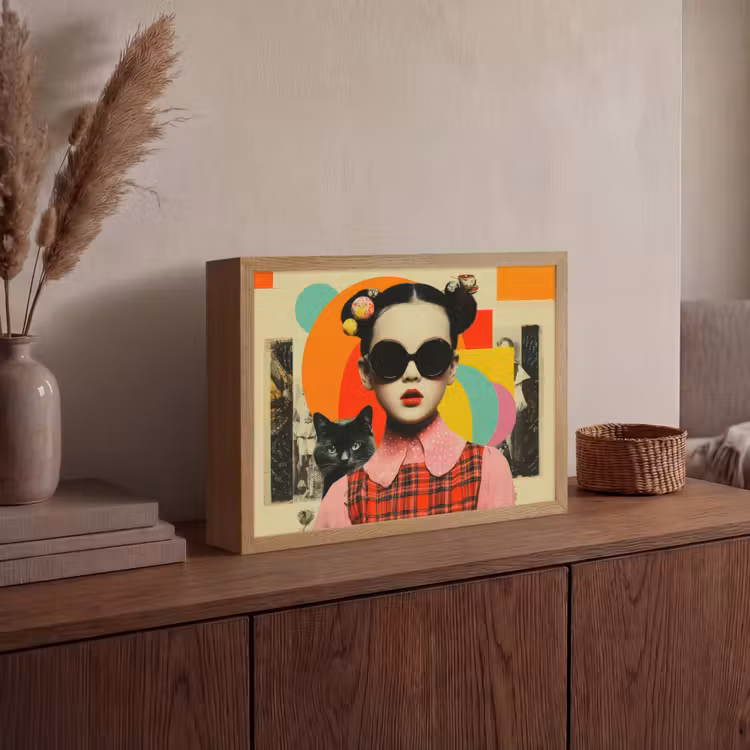 Lightbox - Wandlamp - Meisje - Zonnebril - Kat - Retro — 4